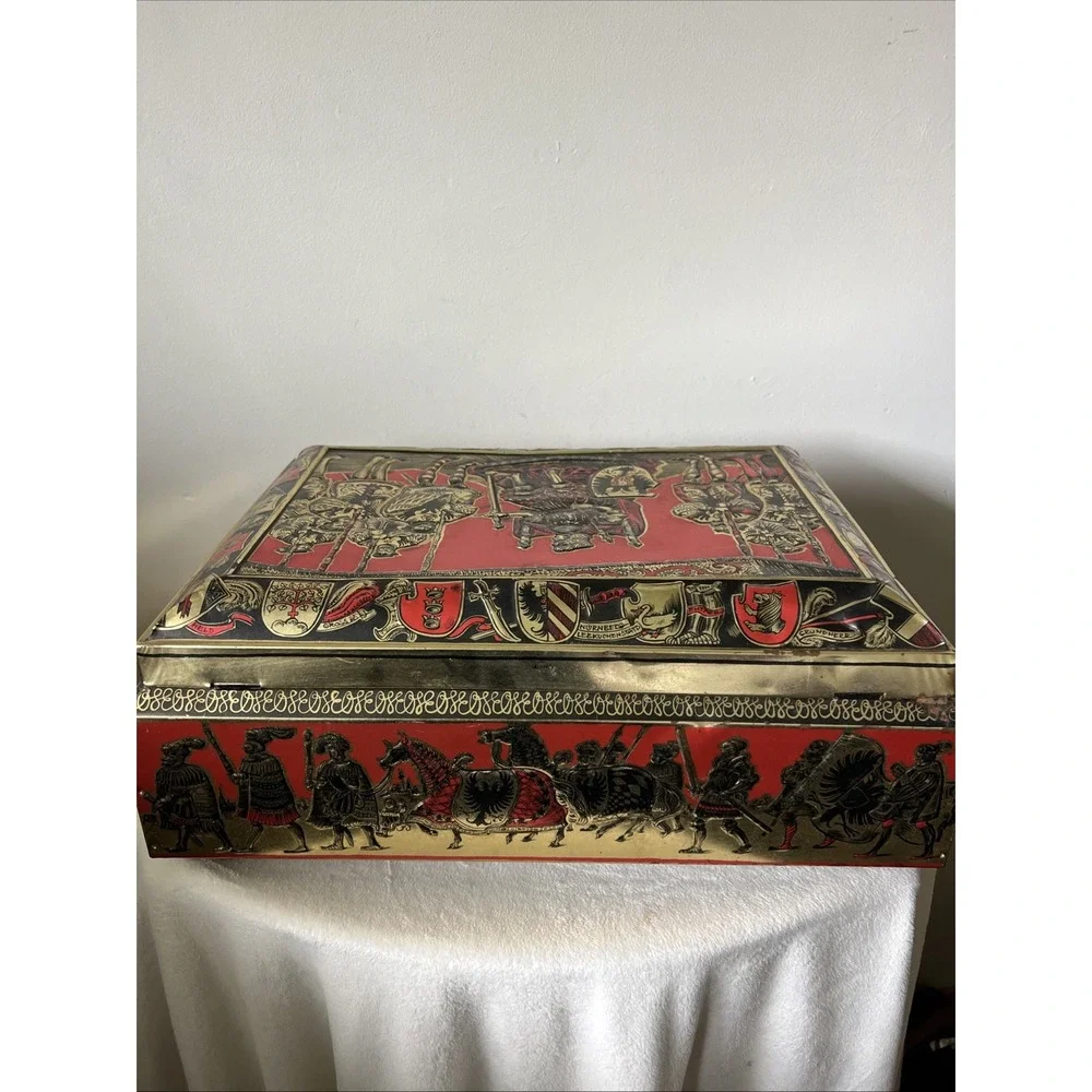 Vtg Germany E Otto Schmidt Large Tin Box Hinged Top Nurnberg Lebkuchen-Schmidt